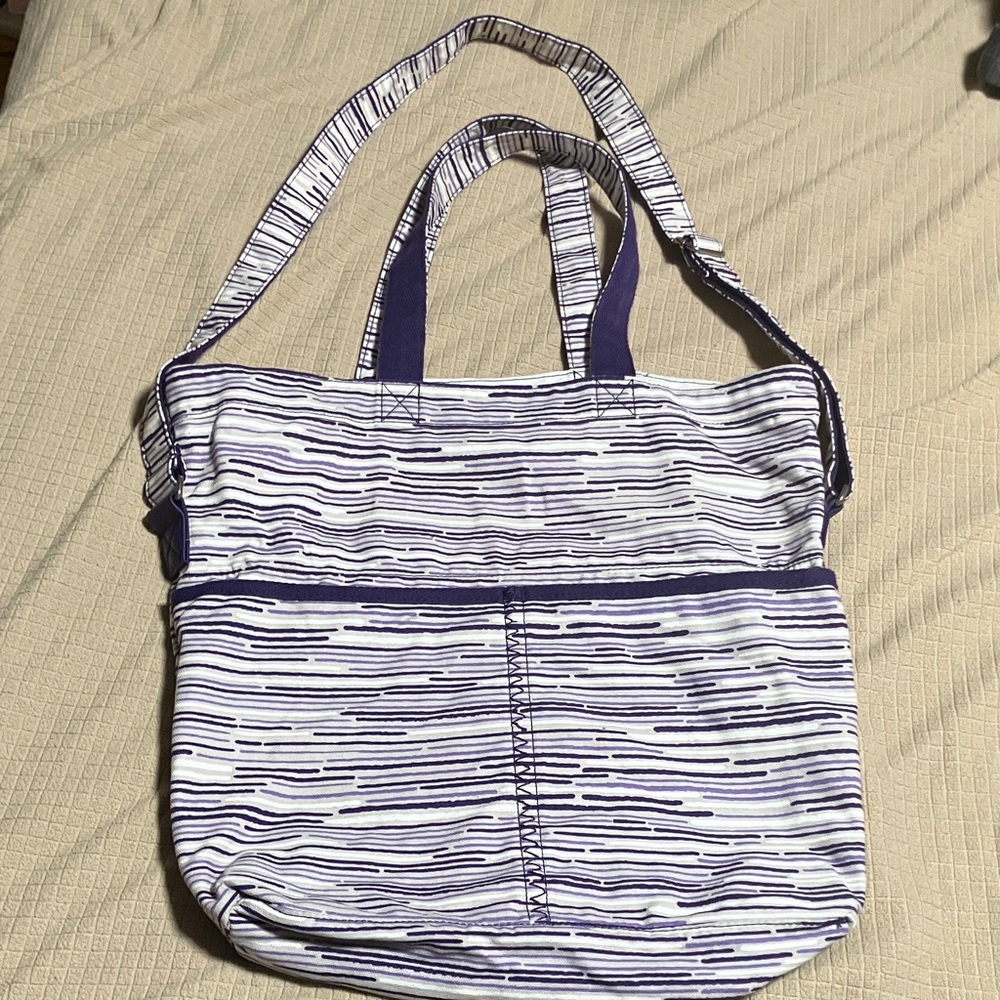 Rare Thirty-one Retro Metro Tote in Purple, White, and Gray With Shoulder Strap